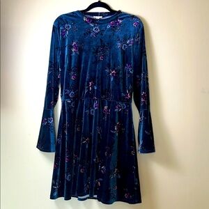 Floral Velvet Dress in Blue Size XL